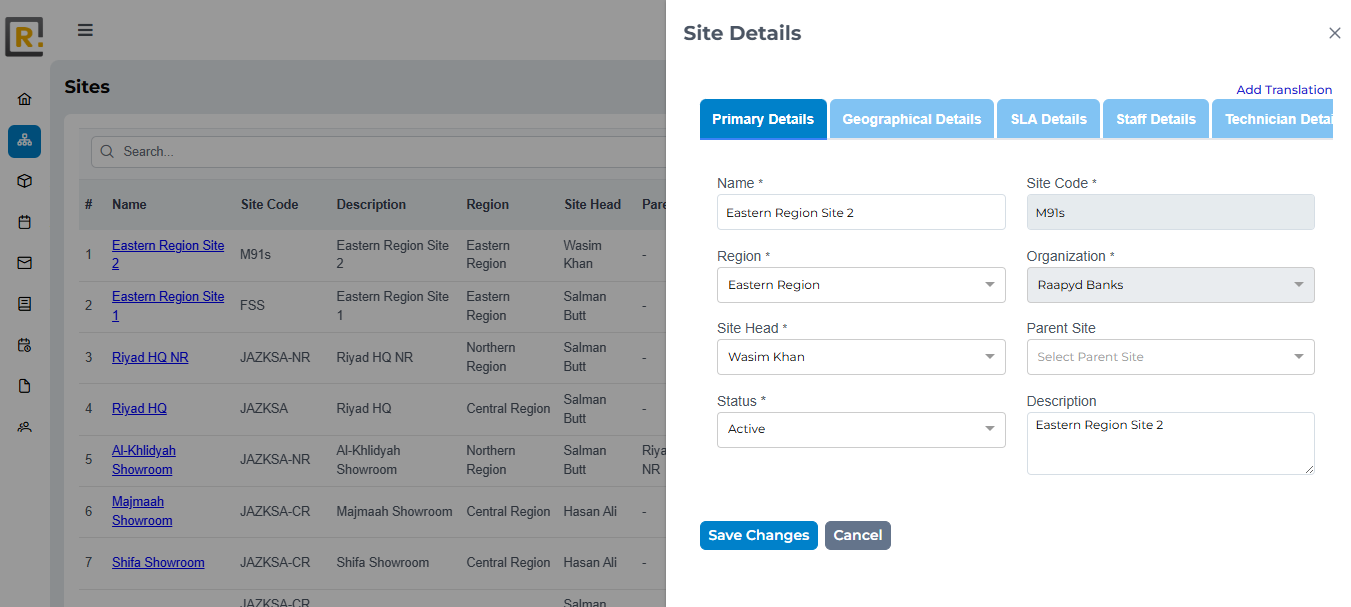 screenshot of Raapyd Field Service Management